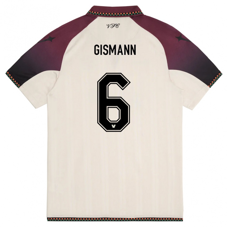 גברים כדורגל Lynn Gismann #6 קרם בורדו הרחק ג'רזי 2025/26