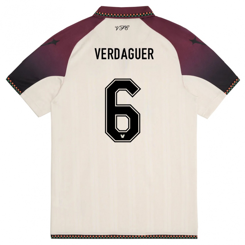 גברים כדורגל Judith Verdaguer #6 קרם בורדו הרחק ג'רזי 2025/26