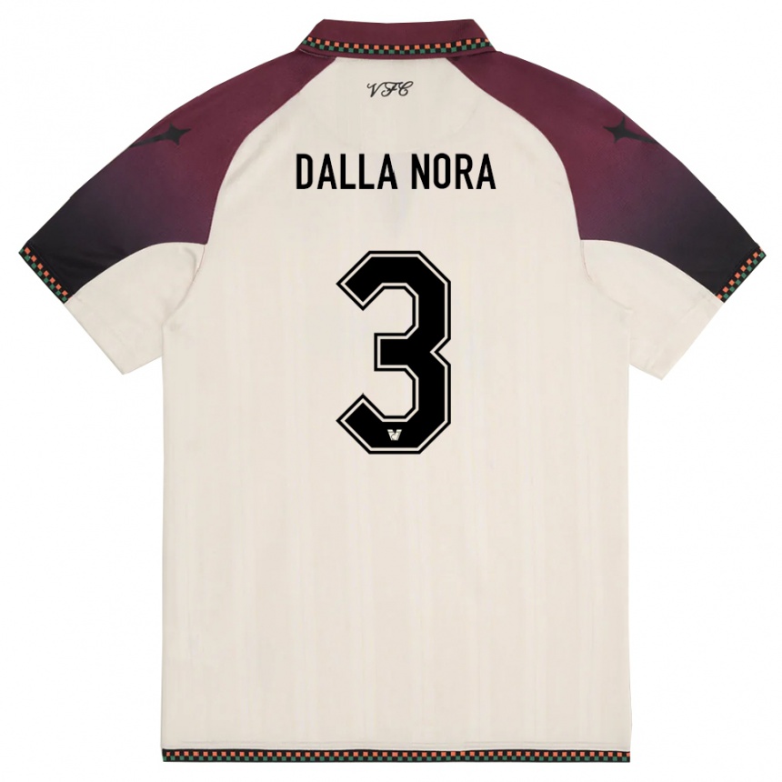 גברים כדורגל Edoardo Dalla Nora #3 קרם בורדו הרחק ג'רזי 2025/26