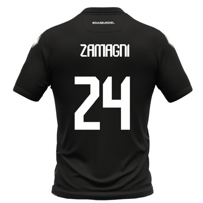 גברים כדורגל דווידה זמאני #24 שחור לבן הרחק ג'רזי 2025/26