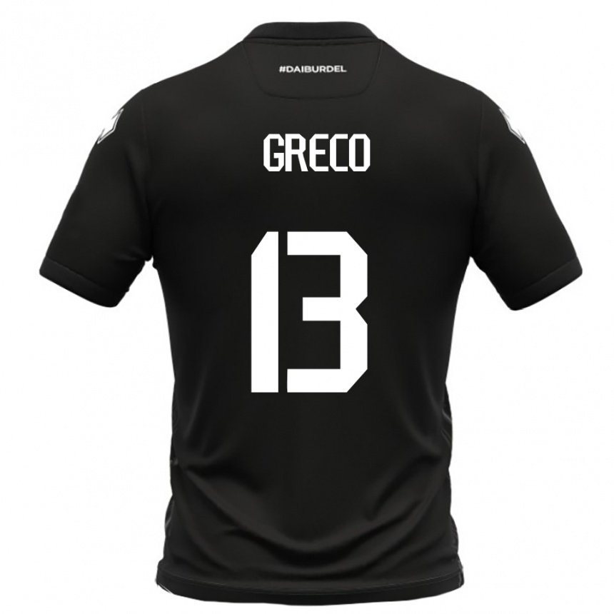 גברים כדורגל Nicolò Greco #13 שחור לבן הרחק ג'רזי 2025/26