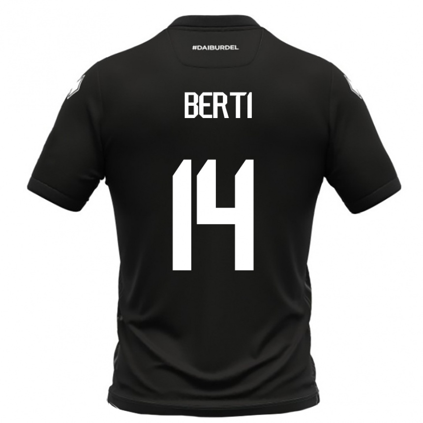 גברים כדורגל טומאסו ברטי #14 שחור לבן הרחק ג'רזי 2025/26