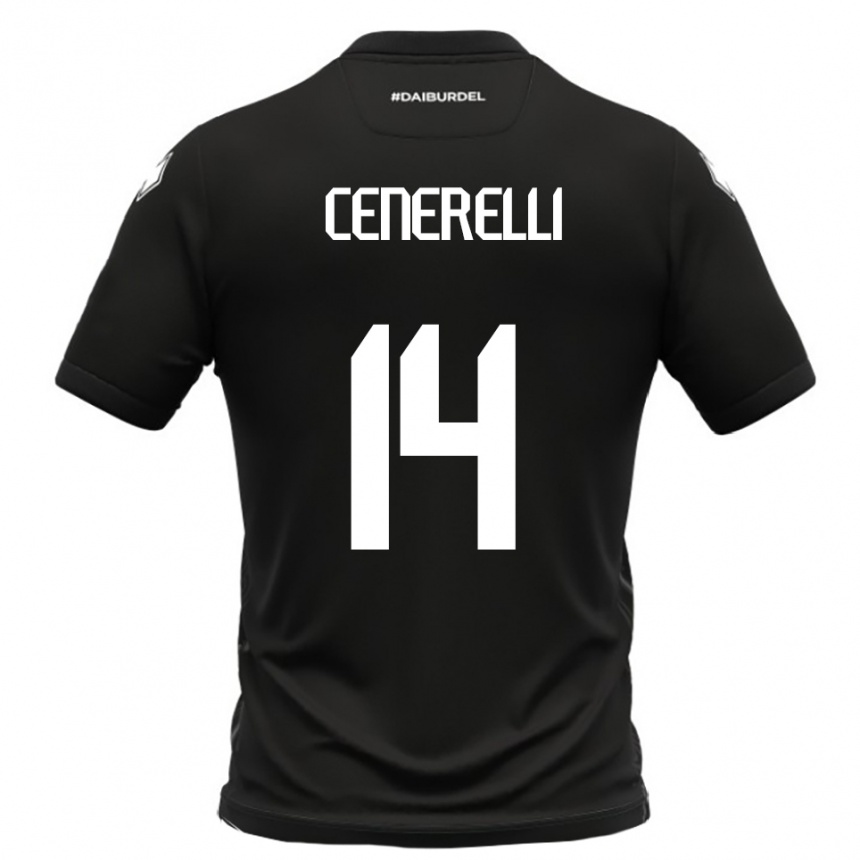 גברים כדורגל אלסנדרו סנרלי #14 שחור לבן הרחק ג'רזי 2025/26