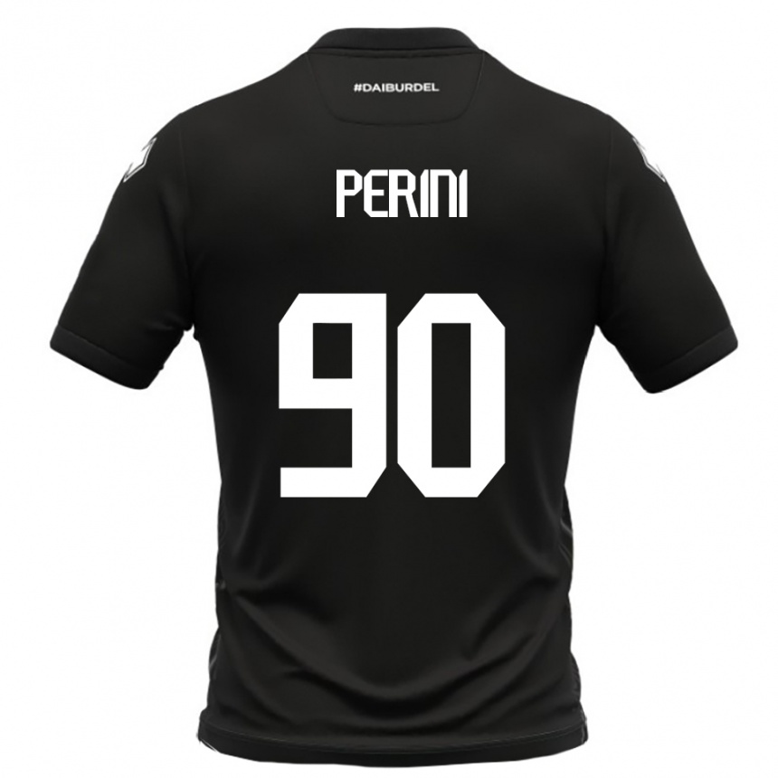 גברים כדורגל Giovanni Perini #90 שחור לבן הרחק ג'רזי 2025/26