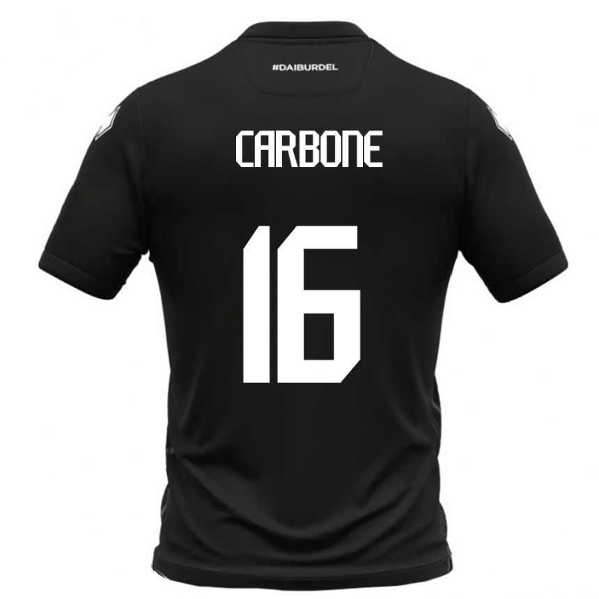 גברים כדורגל Andrea Carbone #16 שחור לבן הרחק ג'רזי 2025/26