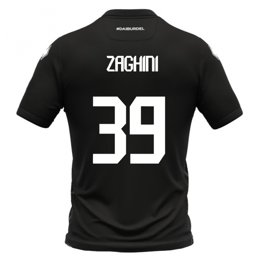 גברים כדורגל Mattia Zaghini #39 שחור לבן הרחק ג'רזי 2025/26