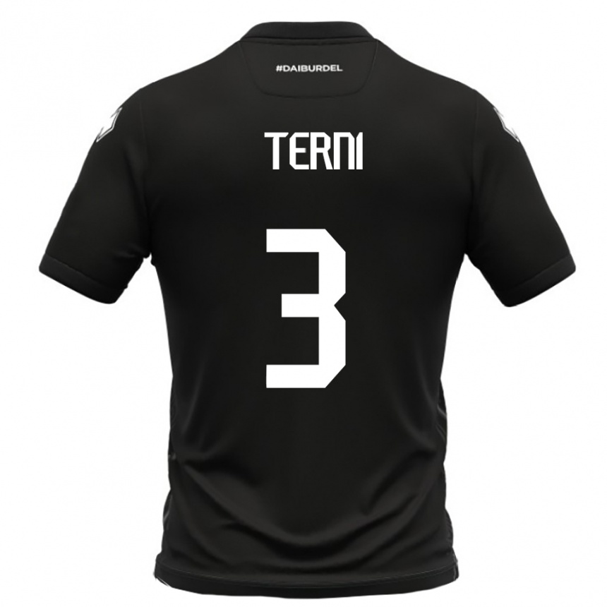 גברים כדורגל Filippo Terni #3 שחור לבן הרחק ג'רזי 2025/26