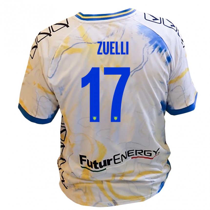 גברים כדורגל אמנואלה זואלי #17 לבן צהוב כחול הרחק ג'רזי 2025/26