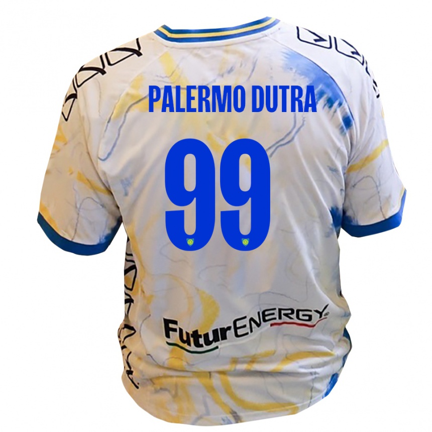 גברים כדורגל Ryduan Palermo Dutra #99 לבן צהוב כחול הרחק ג'רזי 2025/26