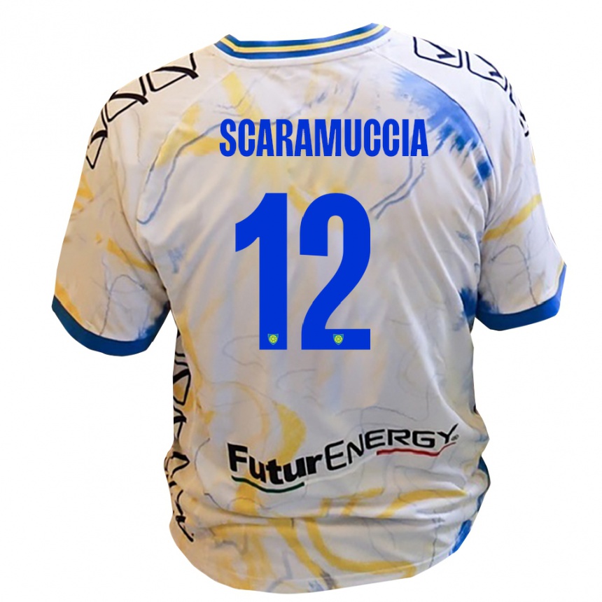 גברים כדורגל Francesco Scaramuccia #12 לבן צהוב כחול הרחק ג'רזי 2025/26