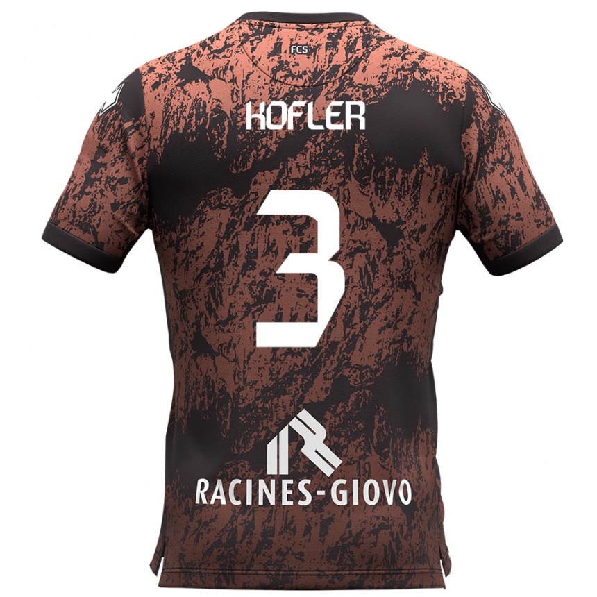 גברים כדורגל Michael Kofler #3 חום שחור הרחק ג'רזי 2025/26