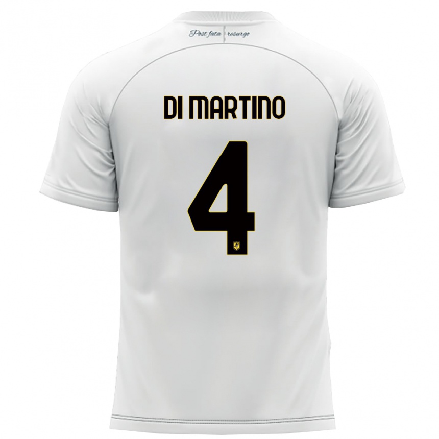 גברים כדורגל מטיה די מרטינו #4 לבן צהוב הרחק ג'רזי 2025/26