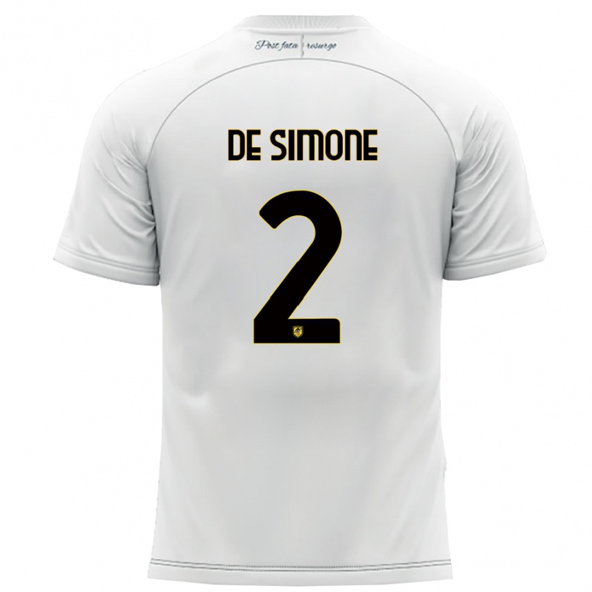 גברים כדורגל Marco De Simone #2 לבן צהוב הרחק ג'רזי 2025/26