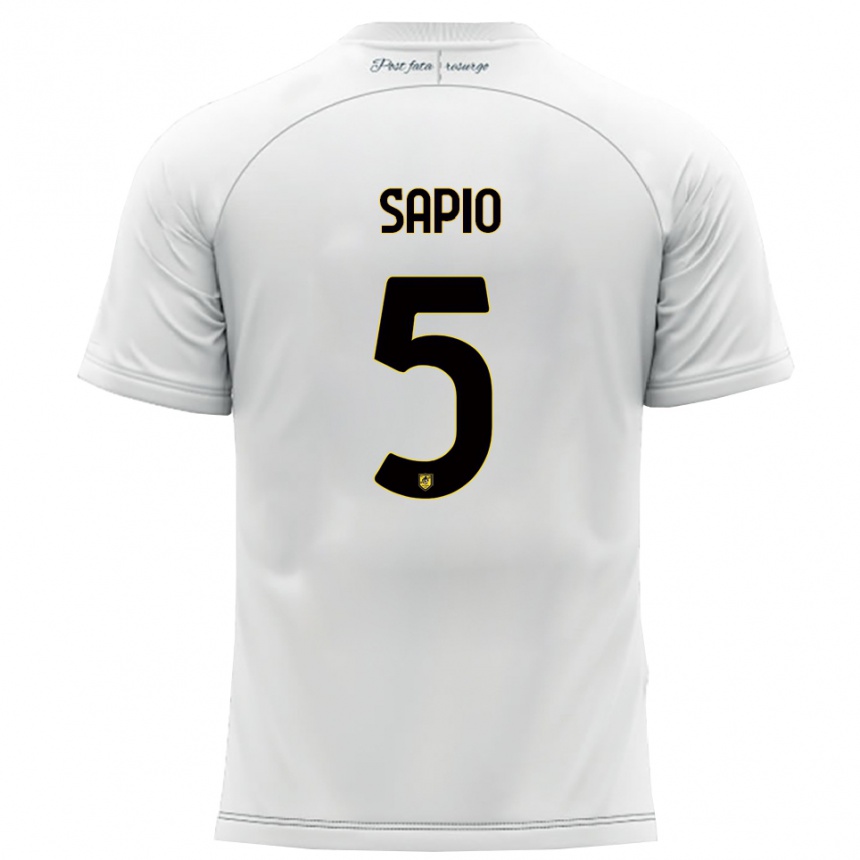 גברים כדורגל ג׳קופו סאפיו #5 לבן צהוב הרחק ג'רזי 2025/26