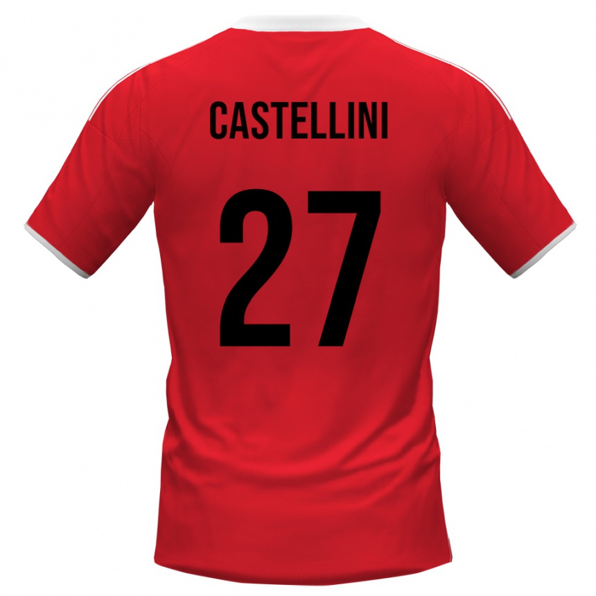 גברים כדורגל אלסיו קסטליני #27 אדום לבן הרחק ג'רזי 2025/26
