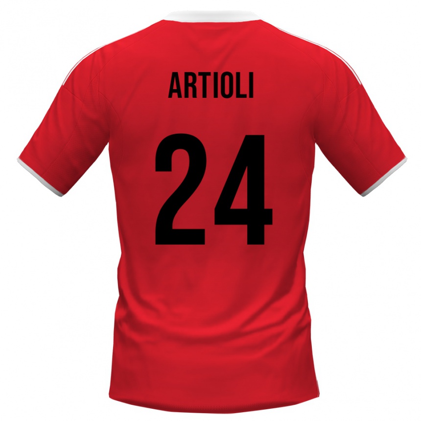 גברים כדורגל פדריקו ארטיולי #24 אדום לבן הרחק ג'רזי 2025/26