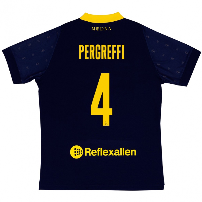 גברים כדורגל Antonio Pergreffi #4 כחול נייבי צהוב הרחק ג'רזי 2025/26