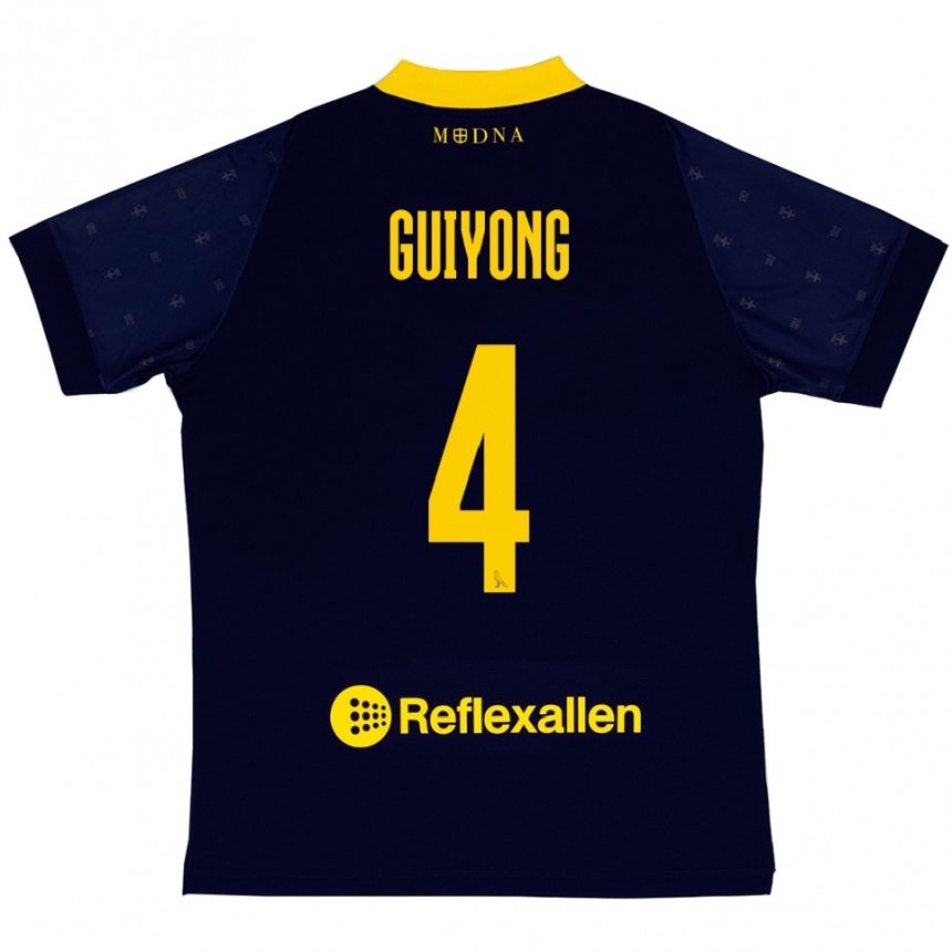 גברים כדורגל Franck Guiyong #4 כחול נייבי צהוב הרחק ג'רזי 2025/26