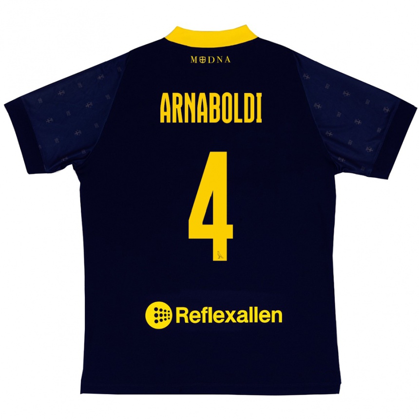 גברים כדורגל Pietro Arnaboldi #4 כחול נייבי צהוב הרחק ג'רזי 2025/26