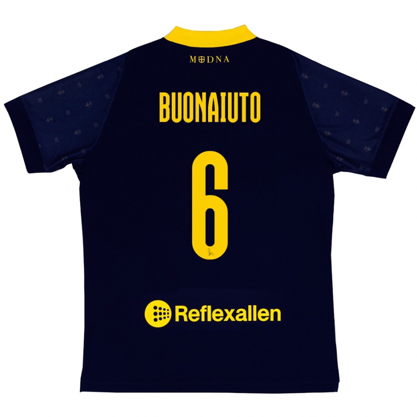 גברים כדורגל Alessandro Buonaiuto #6 כחול נייבי צהוב הרחק ג'רזי 2025/26