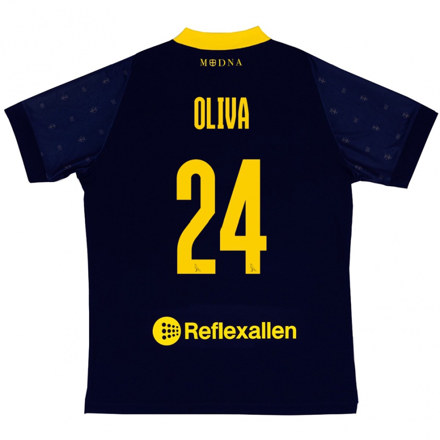 גברים כדורגל Marco Oliva #24 כחול נייבי צהוב הרחק ג'רזי 2025/26