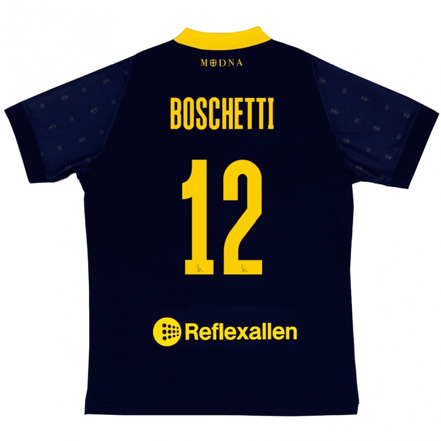 גברים כדורגל Matteo Boschetti #12 כחול נייבי צהוב הרחק ג'רזי 2025/26
