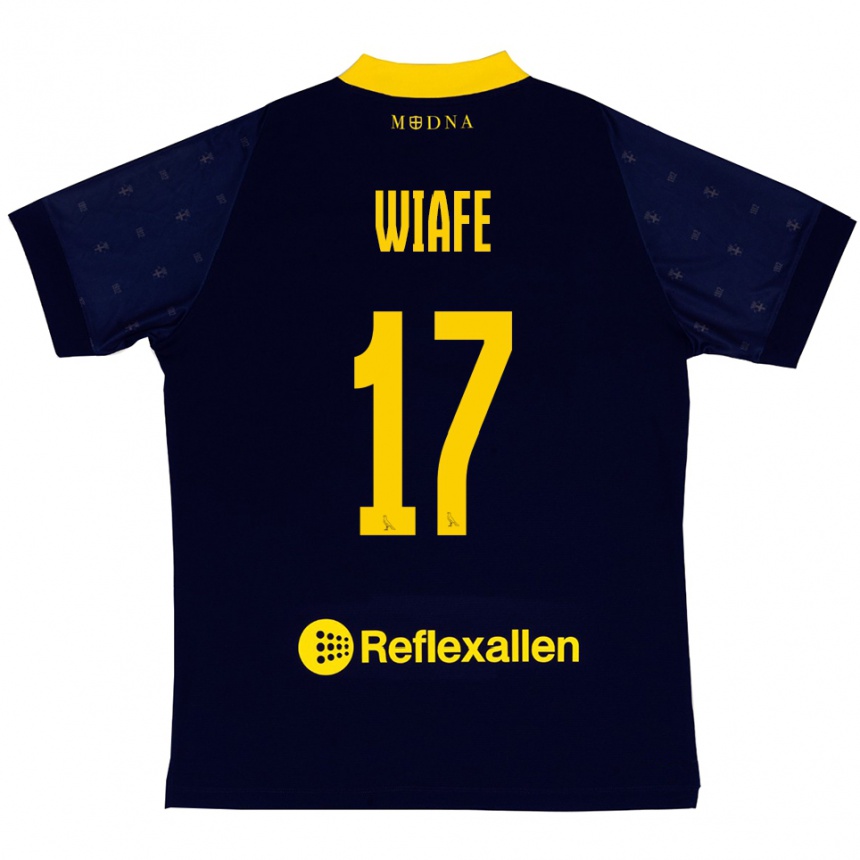 גברים כדורגל Samuel Wiafe #17 כחול נייבי צהוב הרחק ג'רזי 2025/26
