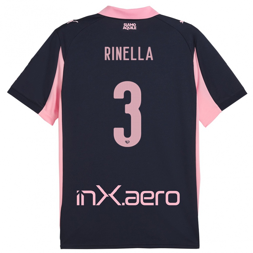 גברים כדורגל Alessandro Rinella #3 כחול נייבי ורוד הרחק ג'רזי 2025/26