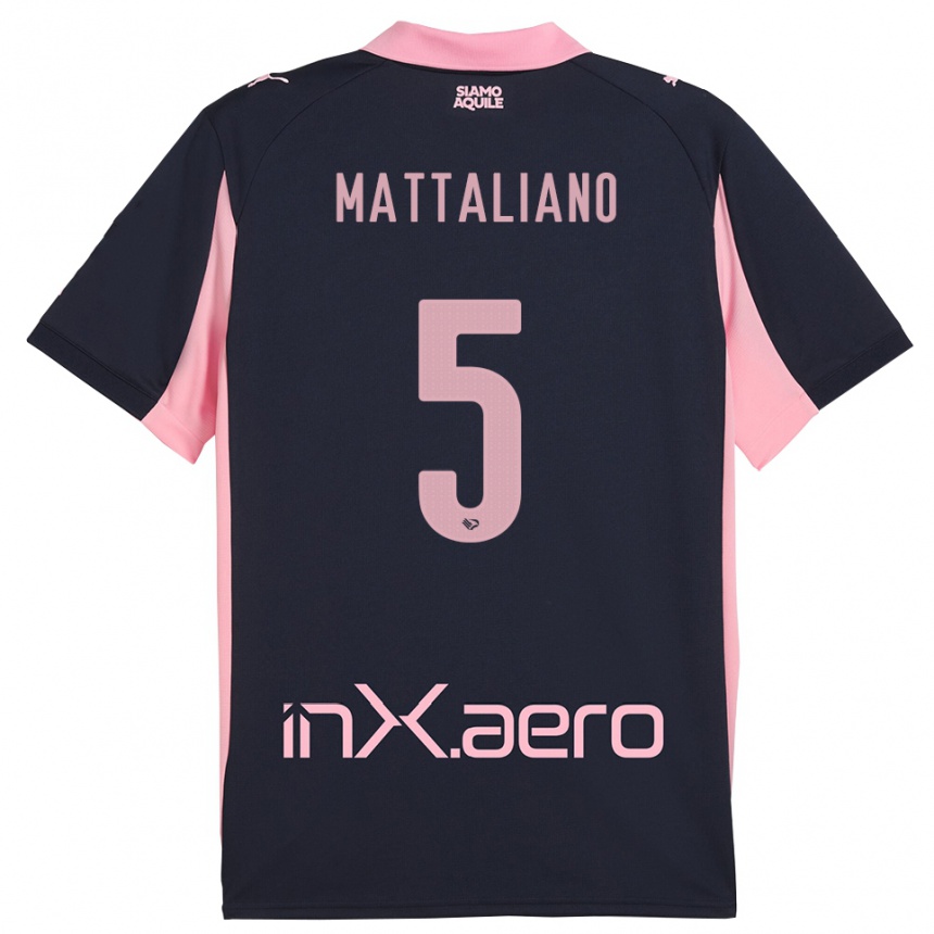 גברים כדורגל Cristian Mattaliano #5 כחול נייבי ורוד הרחק ג'רזי 2025/26