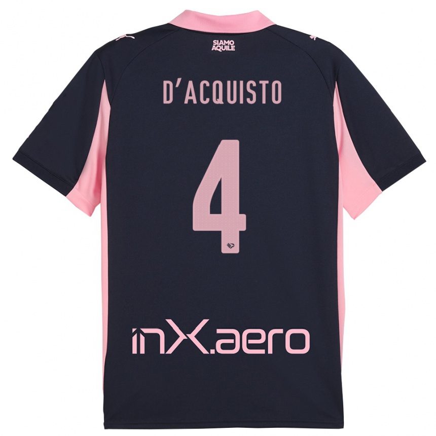 גברים כדורגל Giovanni D'acquisto #4 כחול נייבי ורוד הרחק ג'רזי 2025/26