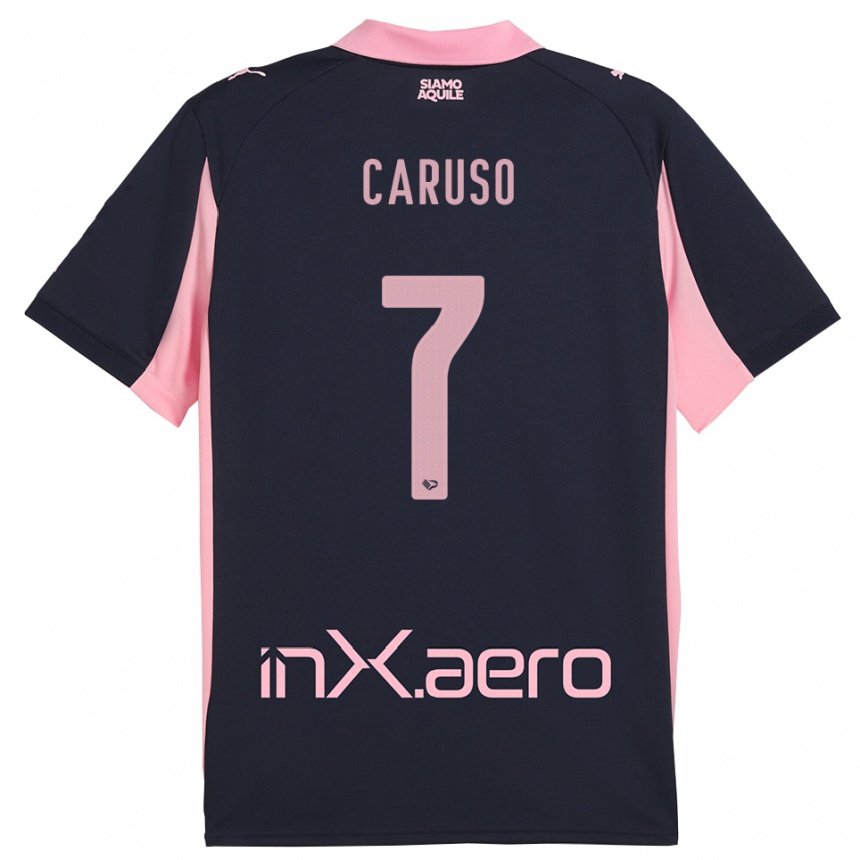 גברים כדורגל Edoardo Caruso #7 כחול נייבי ורוד הרחק ג'רזי 2025/26