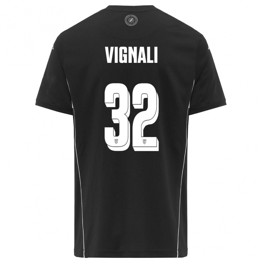 גברים כדורגל לוקה ויניאלי #32 שחור לבן הרחק ג'רזי 2025/26