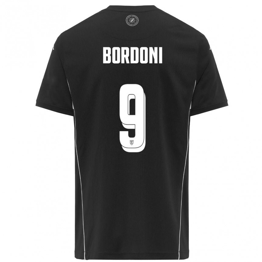 גברים כדורגל Cristian Bordoni #9 שחור לבן הרחק ג'רזי 2025/26