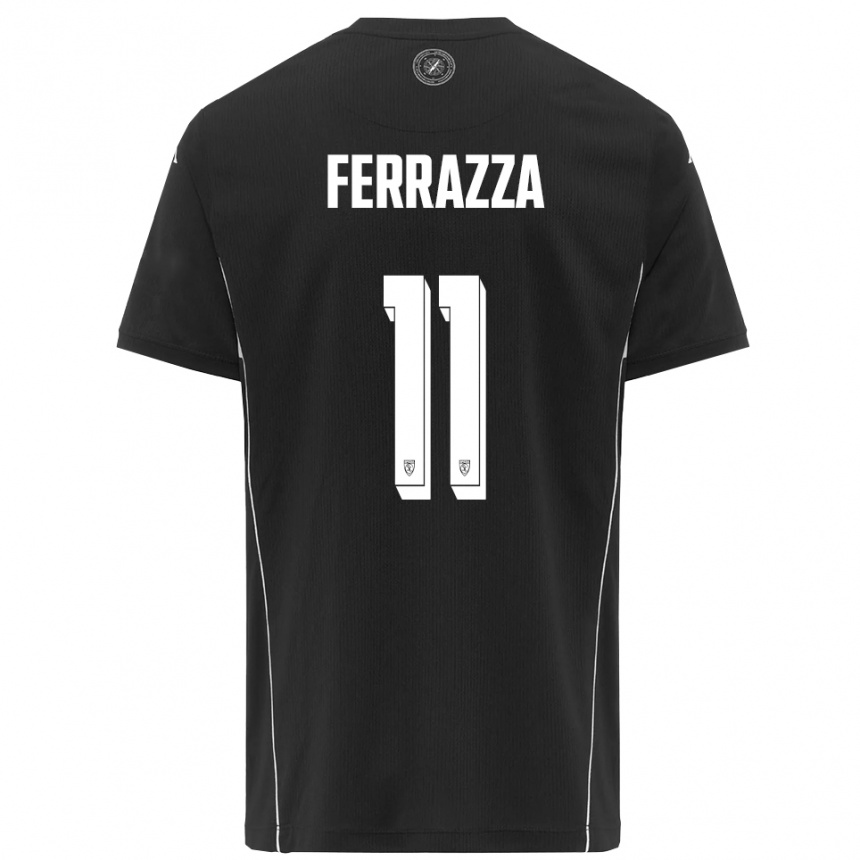גברים כדורגל Diego Ferrazza #11 שחור לבן הרחק ג'רזי 2025/26