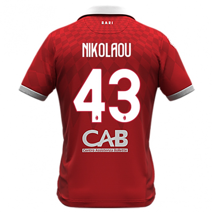 גברים כדורגל ימיטריס ניקולאו #43 אדום לבן הרחק ג'רזי 2025/26