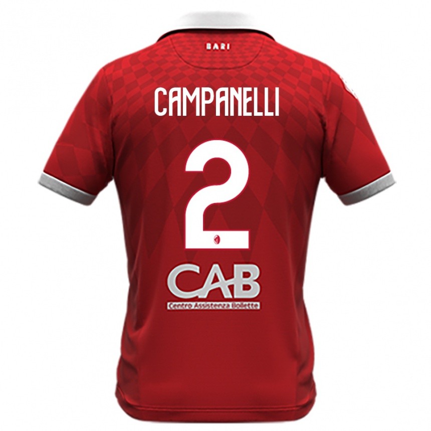 גברים כדורגל Alessio Campanelli #2 אדום לבן הרחק ג'רזי 2025/26