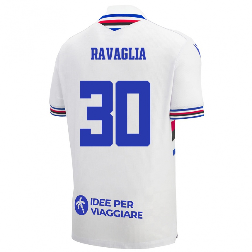 גברים כדורגל ניקולה רבגליה #30 לבן כחול אדום הרחק ג'רזי 2025/26