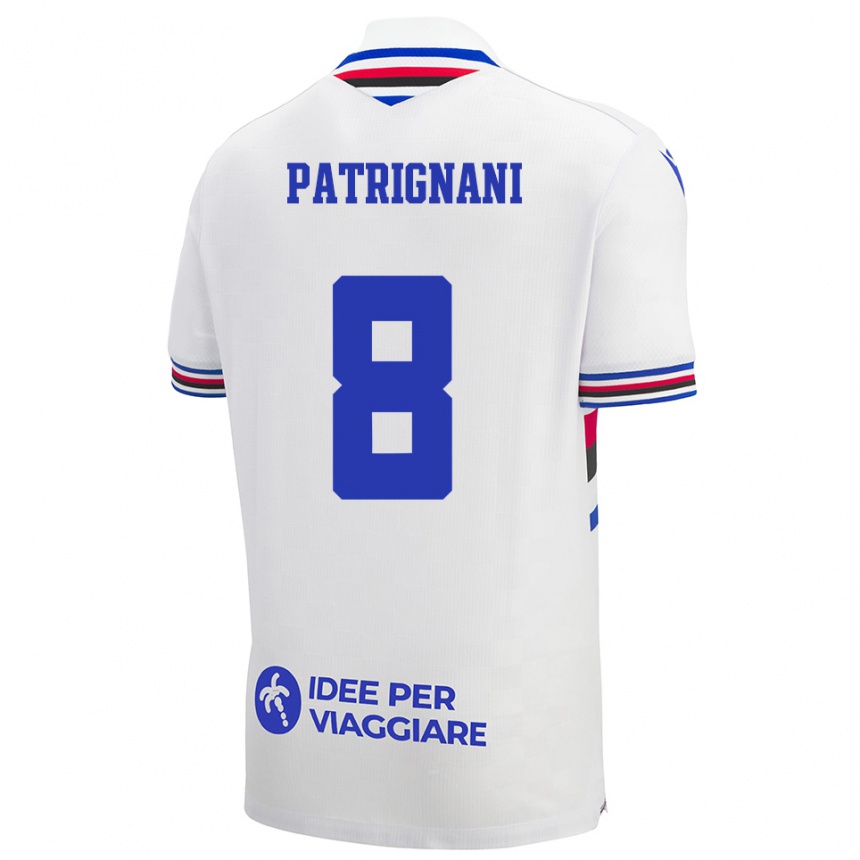 גברים כדורגל ג׳וליו פטריניאני #8 לבן כחול אדום הרחק ג'רזי 2025/26