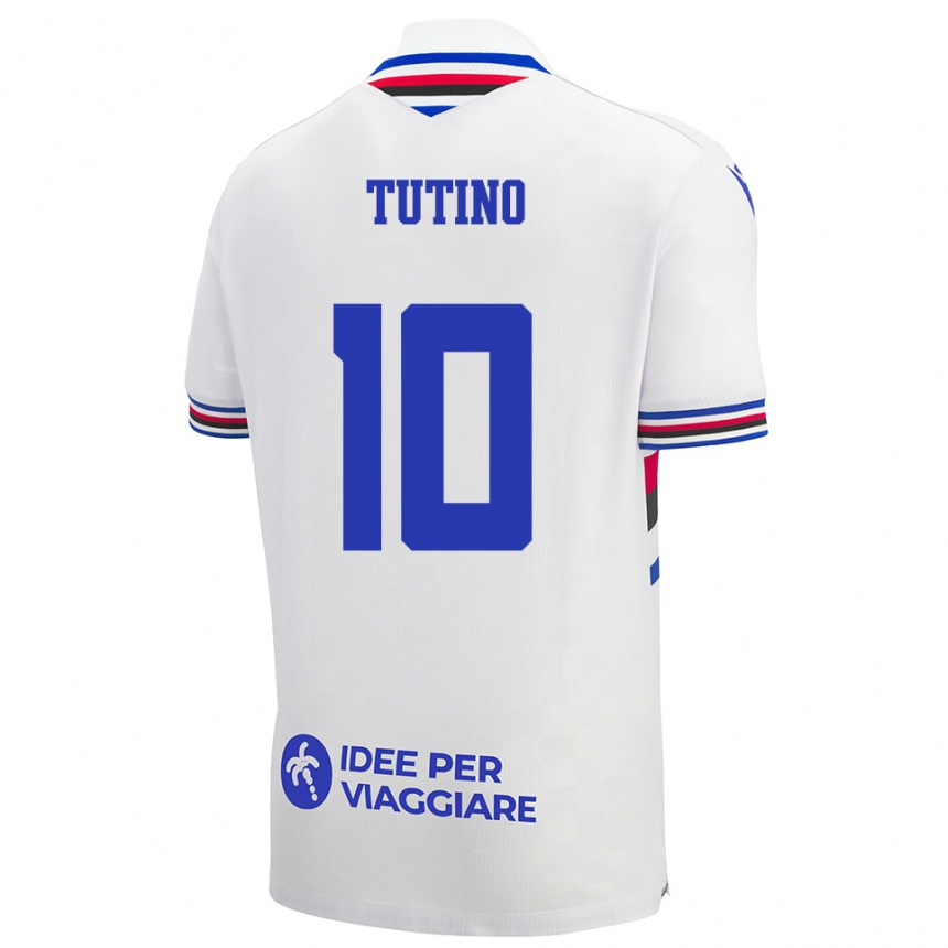 גברים כדורגל ג'נארו טוטינו #10 לבן כחול אדום הרחק ג'רזי 2025/26