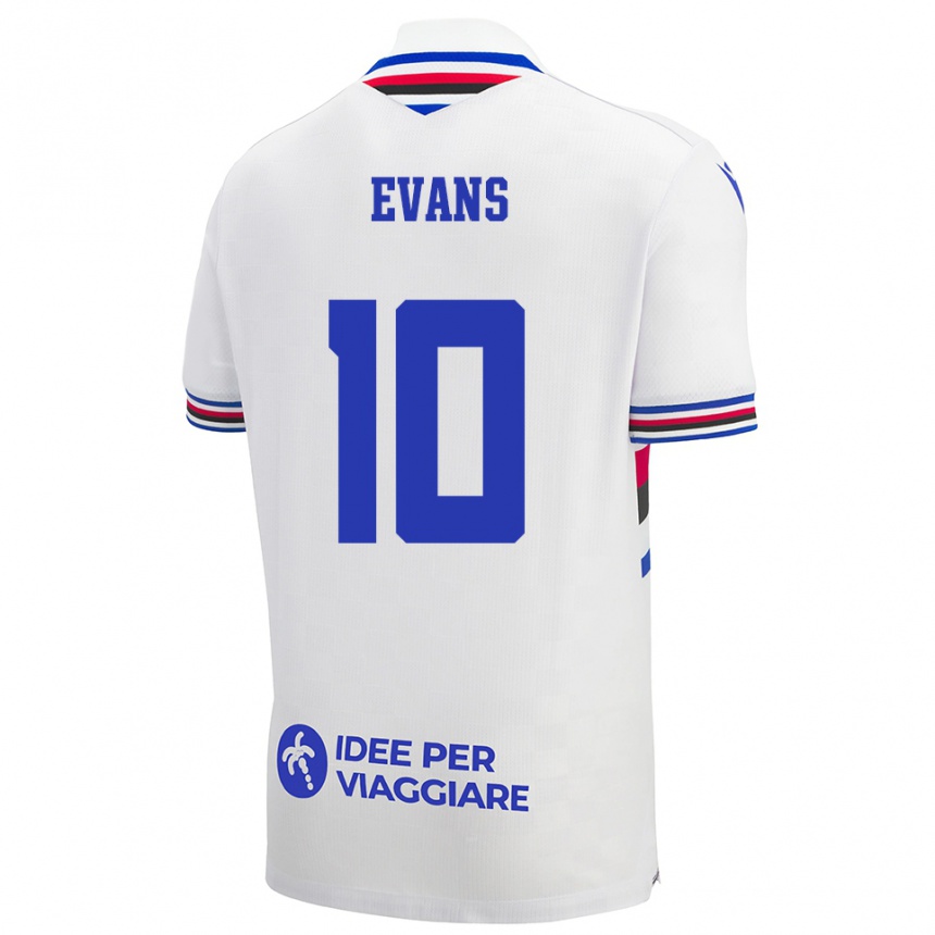 גברים כדורגל Maya Evans #10 לבן כחול אדום הרחק ג'רזי 2025/26