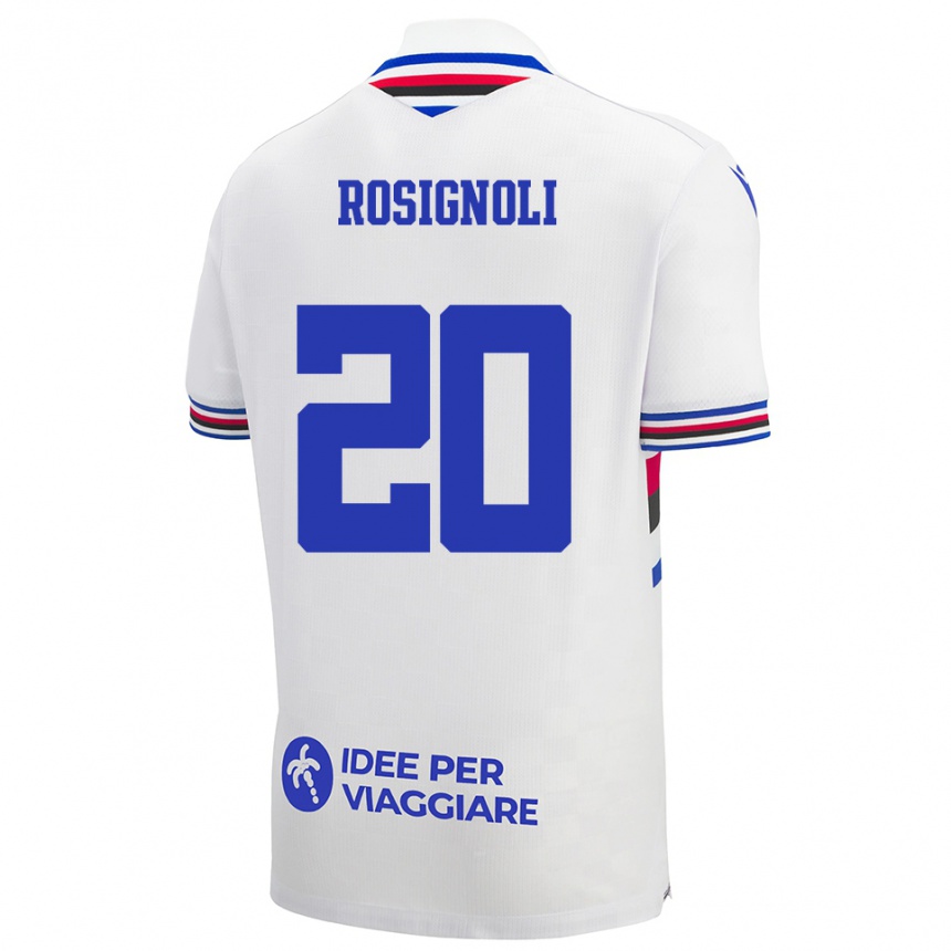 גברים כדורגל Syria Rosignoli #20 לבן כחול אדום הרחק ג'רזי 2025/26