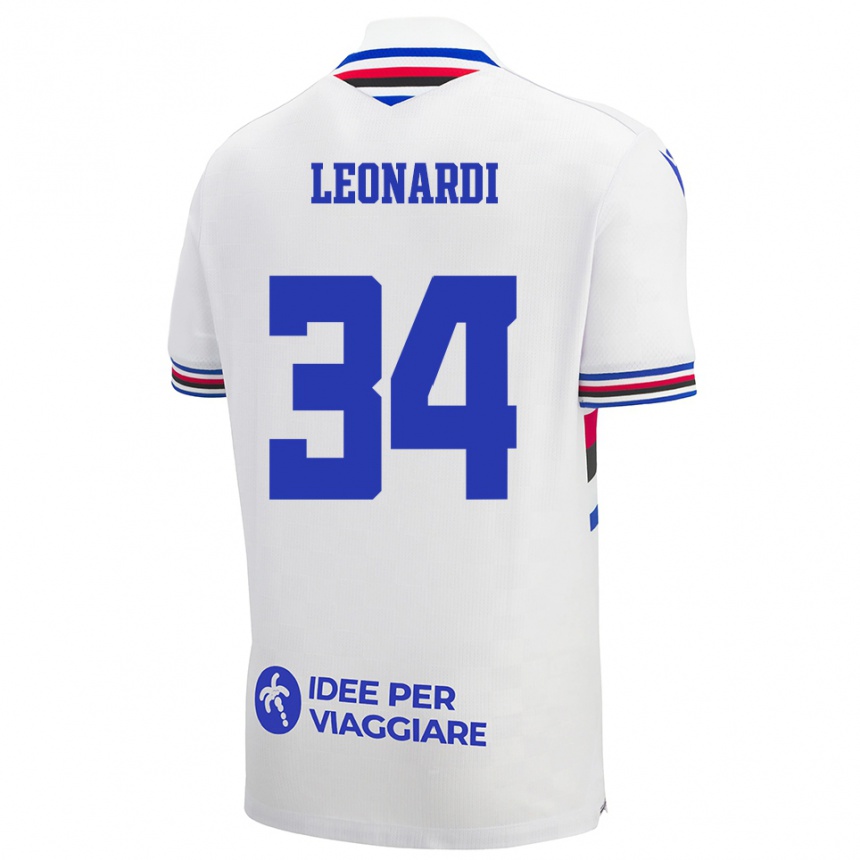 גברים כדורגל סימונה לאונרדי #34 לבן כחול אדום הרחק ג'רזי 2025/26
