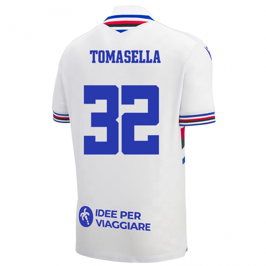 גברים כדורגל מטיה טומסלה #32 לבן כחול אדום הרחק ג'רזי 2025/26