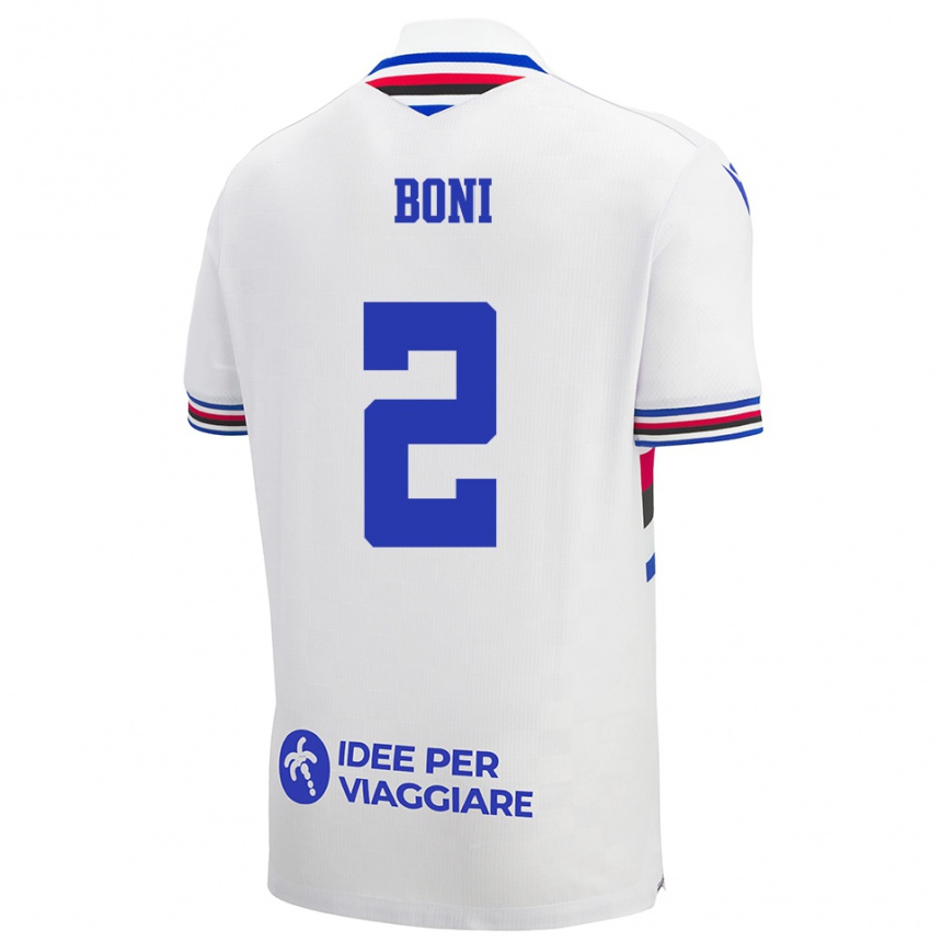 גברים כדורגל Dennis Boni #2 לבן כחול אדום הרחק ג'רזי 2025/26