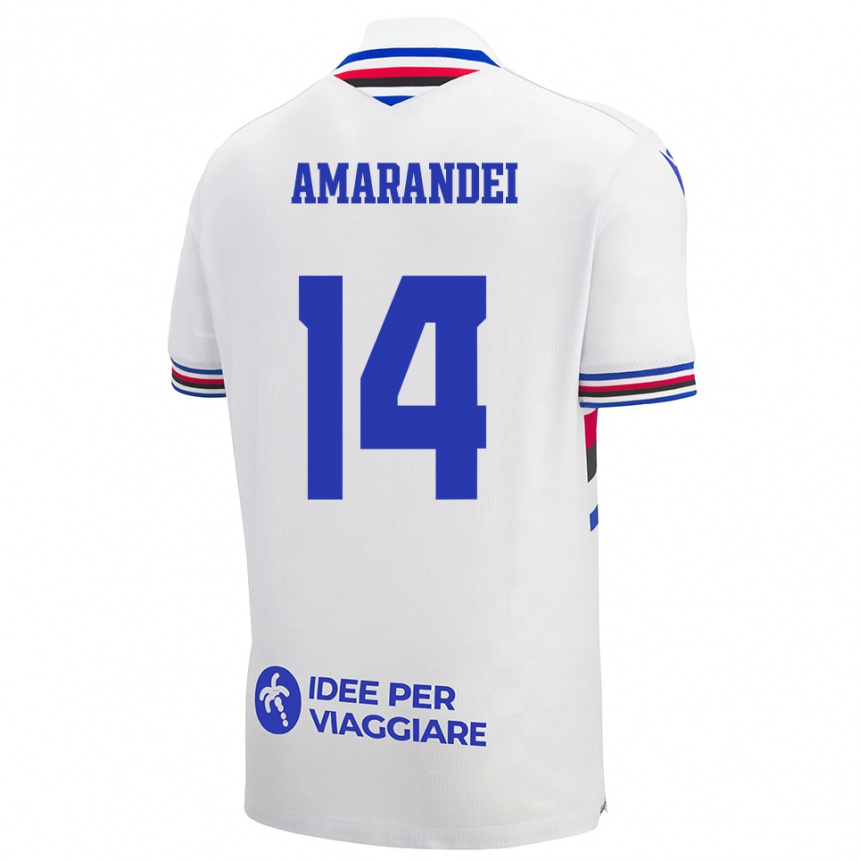 גברים כדורגל Ștefan Amarandei #14 לבן כחול אדום הרחק ג'רזי 2025/26