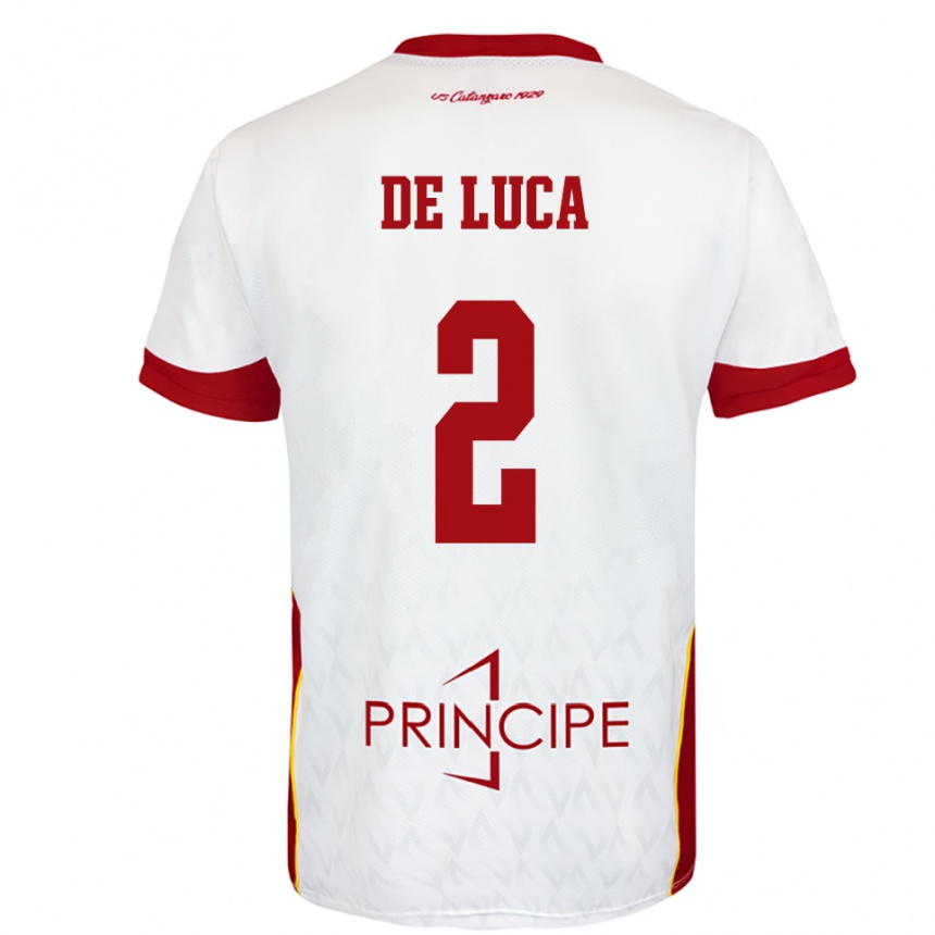 גברים כדורגל Gabriele De Luca #2 לבן אדום הרחק ג'רזי 2025/26