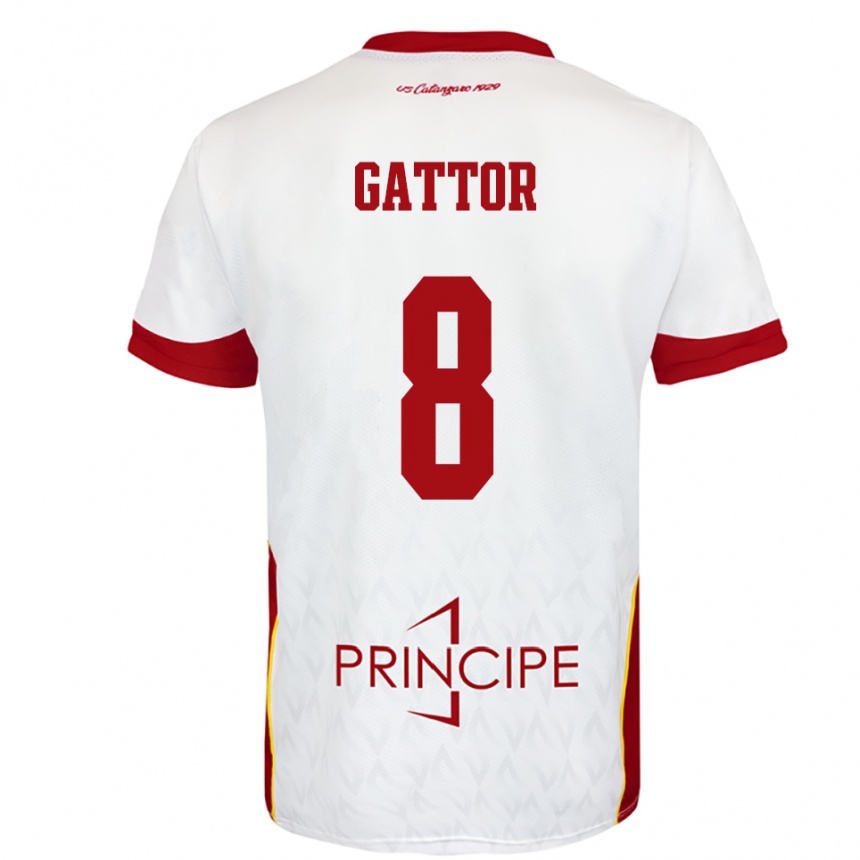 גברים כדורגל Gianluca Gattor #8 לבן אדום הרחק ג'רזי 2025/26