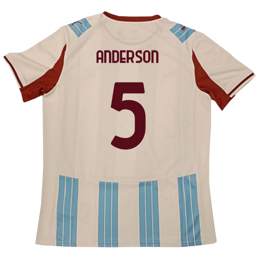 גברים כדורגל Marcus Anderson #5 תכלת לבן הרחק ג'רזי 2025/26