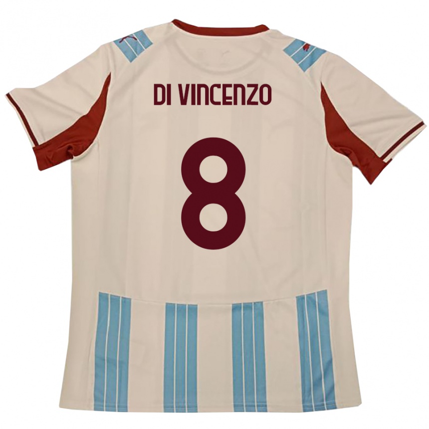 גברים כדורגל Edoardo Di Vincenzo #8 תכלת לבן הרחק ג'רזי 2025/26