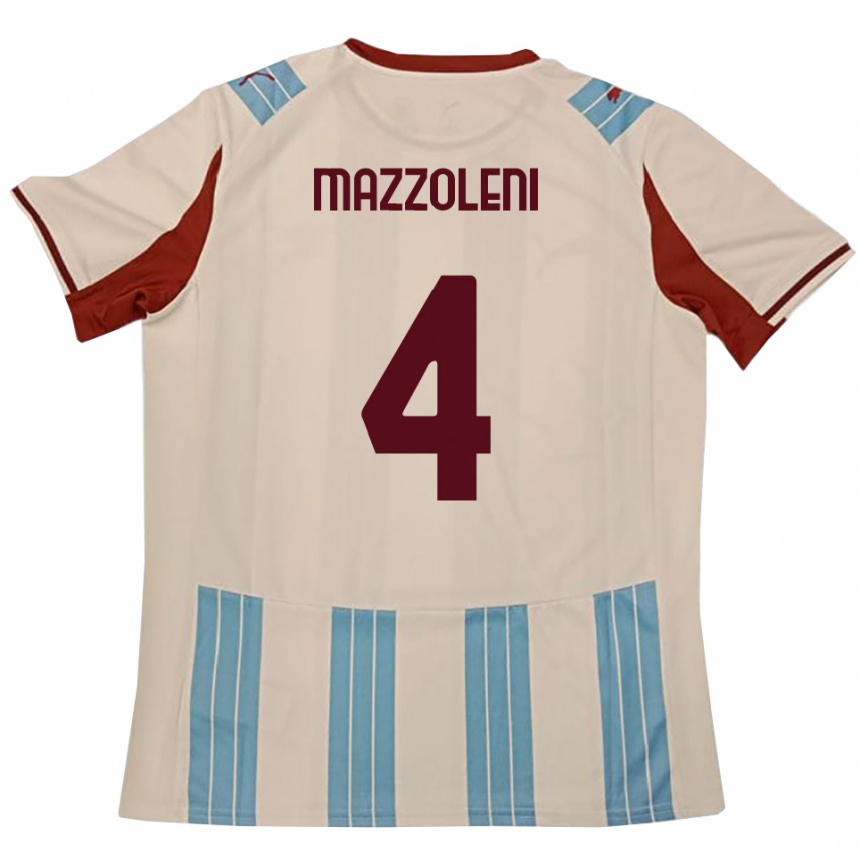 גברים כדורגל Riccardo Mazzoleni #4 תכלת לבן הרחק ג'רזי 2025/26